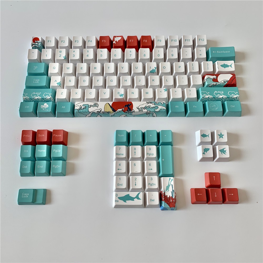 Bàn phím cơ Coral Sea Keycaps, 104/87/65/61 Keycaps OEM PBT Keycaps GK61 Cherry MX Switch Bàn phím cơ chuyên dụng Keycaps PBT Dye Sublimation Keycaps
