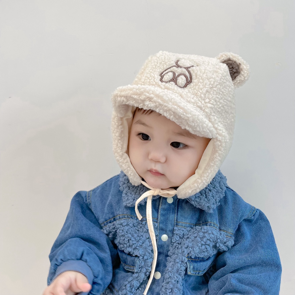 Nón Giữ Nhiệt Dày Dặn Chống Gió Bảo Vệ Tai Phong Cách Hàn Quốc Cho Bé Trai Và Gái