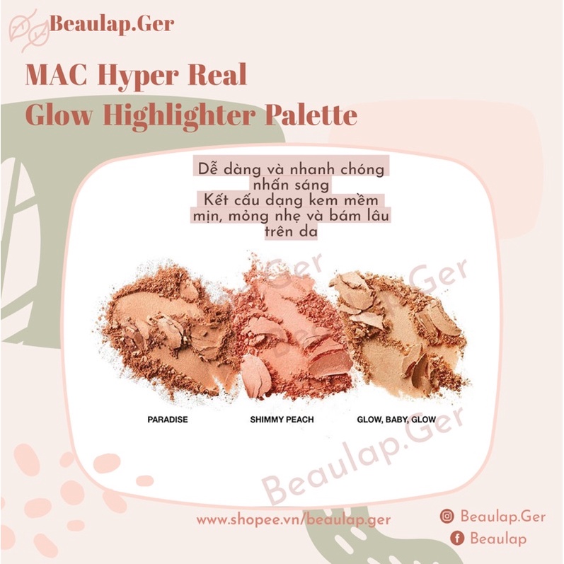 [CHÍNH HÃNG] Phấn bắt sáng MAC Hyper Real Glow Highlighter Palette - SHIMMY PEACH- Đủ bill