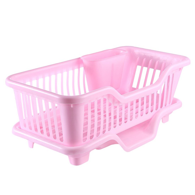 Khay Nhựa Úp Chén Dĩa Ráo Nước Approx 17.5x9.5x7inch Màu Hồng