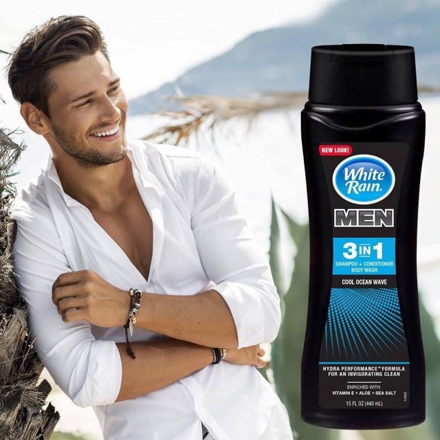 Dầu gội, dầu xả và sữa tắm 3 in 1 White Rain® men Cool Ocean Wave.