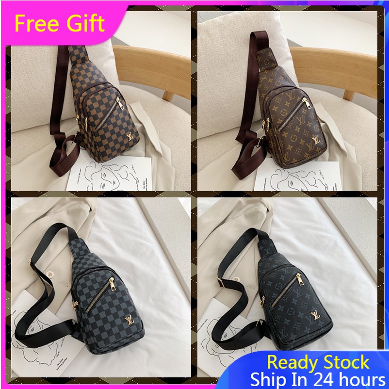 Túi Đeo Chéo Trước Ngực Màu Nâu Thời Trang Nam Nữ Trẻ Trung Lv6689