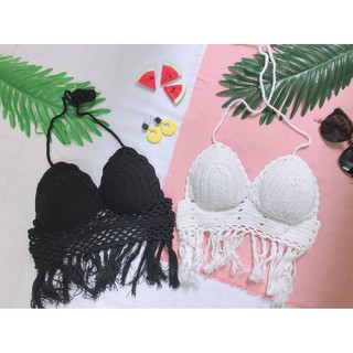 Áo yếm len móc bikini đi biển đi bơi hot
