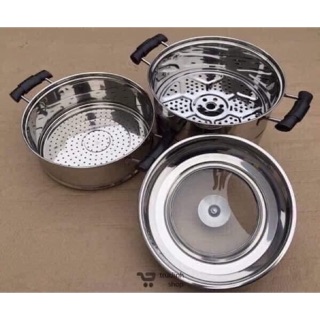 Nồi hấp 3 tầng inox size 28 sẵn hàng