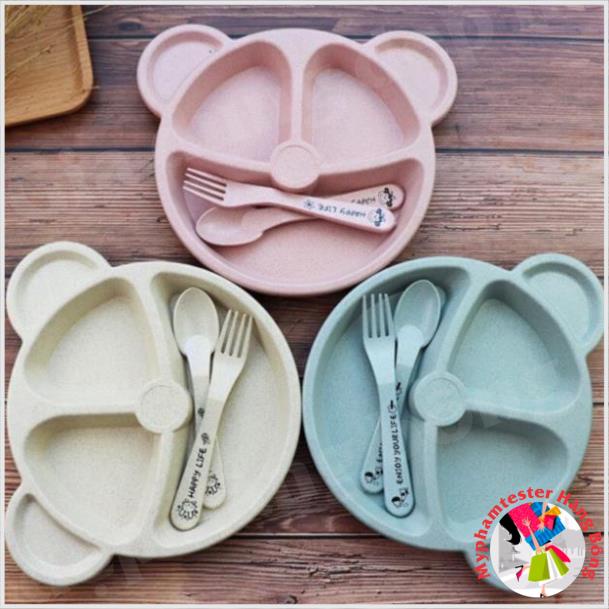 Khay đựng cơm,cháo ăn dặm cho bé chất liệu nhựa lúa mạch hai hình