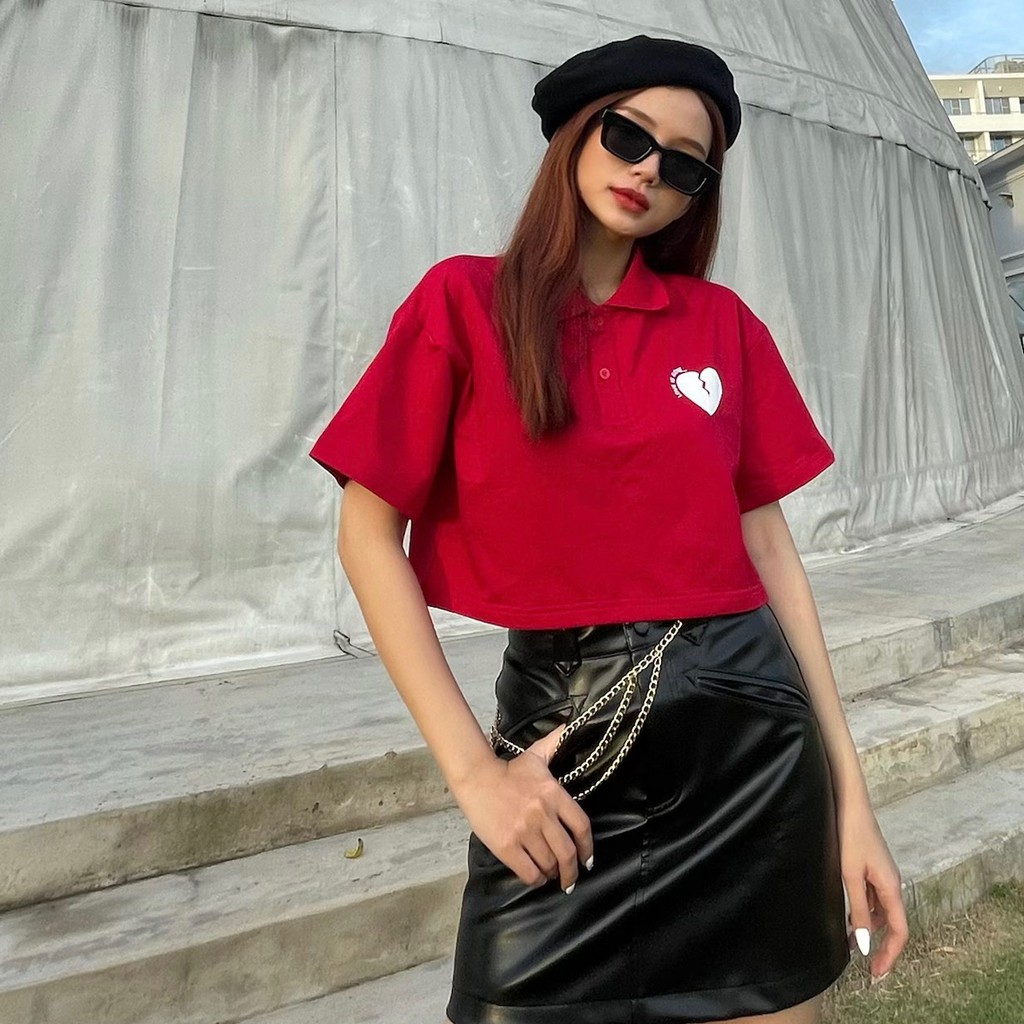 Áo polo croptop Love Is Gone đơn giản công sở BLMDE | WebRaoVat - webraovat.net.vn