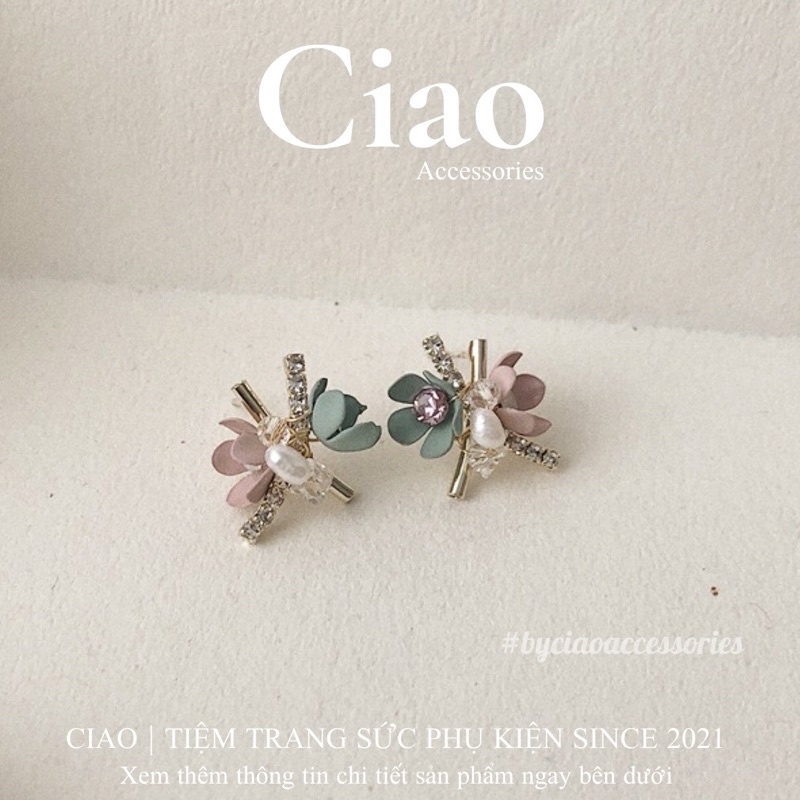 [HOẢ TỐC 1H] Khuyên tai/ Bông tai mạ bạc S925 đính hạt trai nước ngọt thiết kế Meliora Ciao