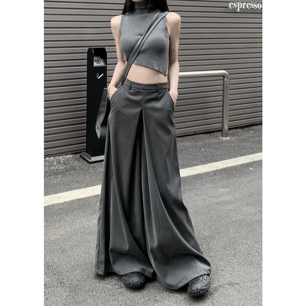 Bộ Áo Dệt Kim Sát Nách Cổ Cao + Quần Ống Rộng Thời Trang Cho Nữ 62313