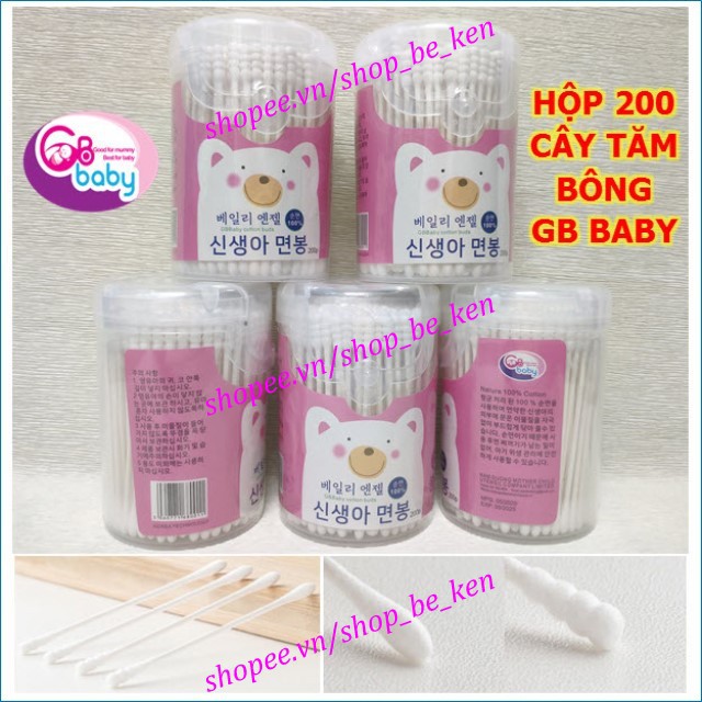 Hộp 200 cây tăm bông vệ sinh cho bé và gia đình GB BABY (Công nghệ Hàn Quốc)