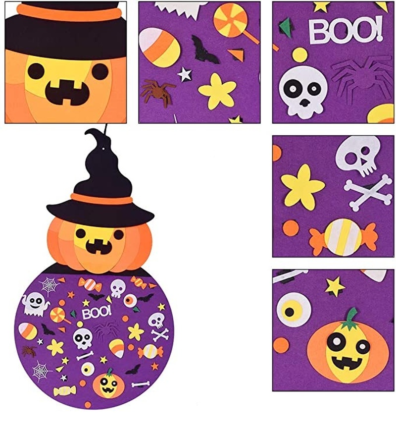Mặt Dây Chuyền Bằng Vải Nỉ Không Dệt Hình Bí Ngô Phù Thủy Bí Ngô Halloween Có Thể Gập Lại Trang Trí Cho Bé Gái