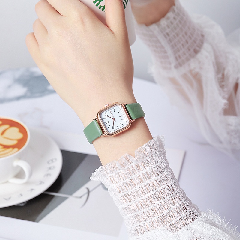 Mới Đồng Hồ Quartz Nữ Mặt Vuông Nhỏ Phát Quang Thời Trang Hàn Quốc 2022