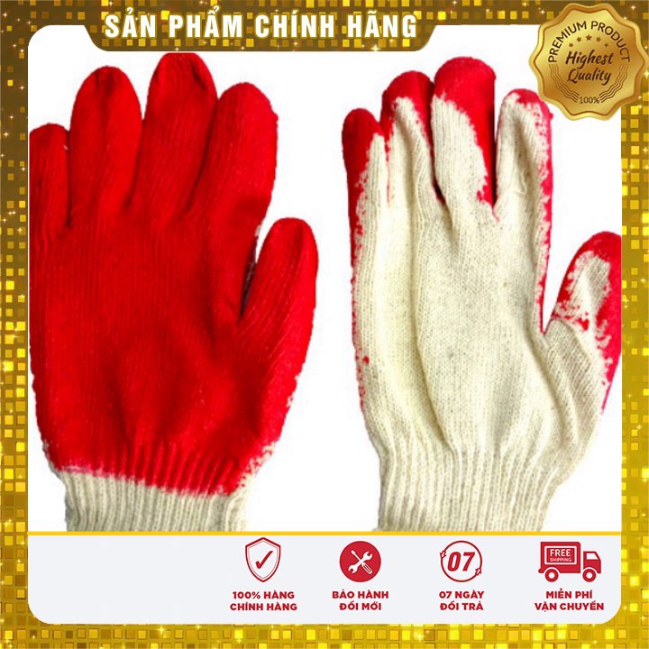 Găng tay sợi phủ cao su đỏ (10 đôi)