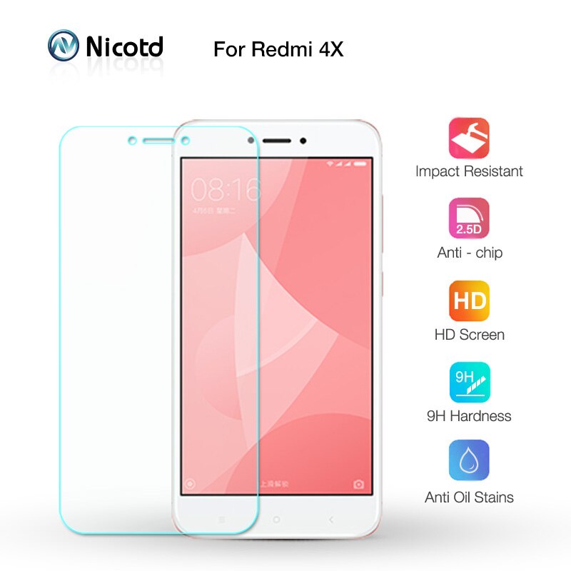 Nicotd 2.5D 9H Premium Tempered Glass For Xiaomi Redmi 4X Screen Protector Toughened protective film For Xiaomi Redmi 4X 5.0"