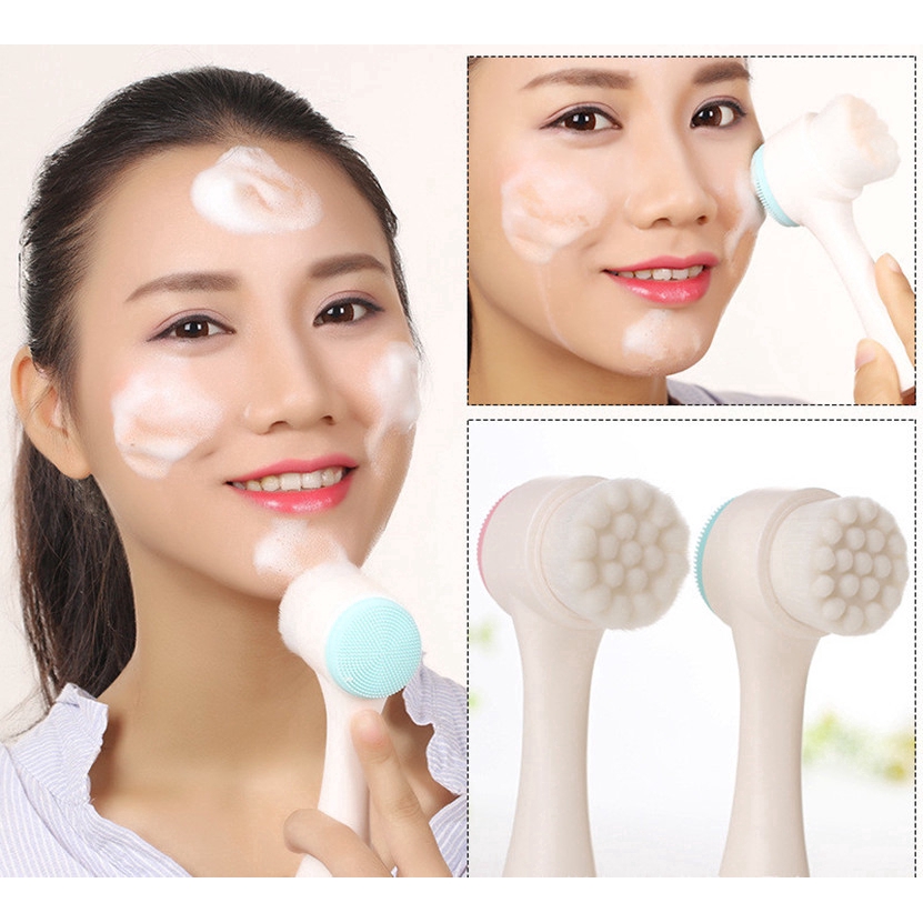 Cọ rửa mặt massage thu nhỏ lỗ chân lông cầm tay thiết kế hai đầu | BigBuy360 - bigbuy360.vn