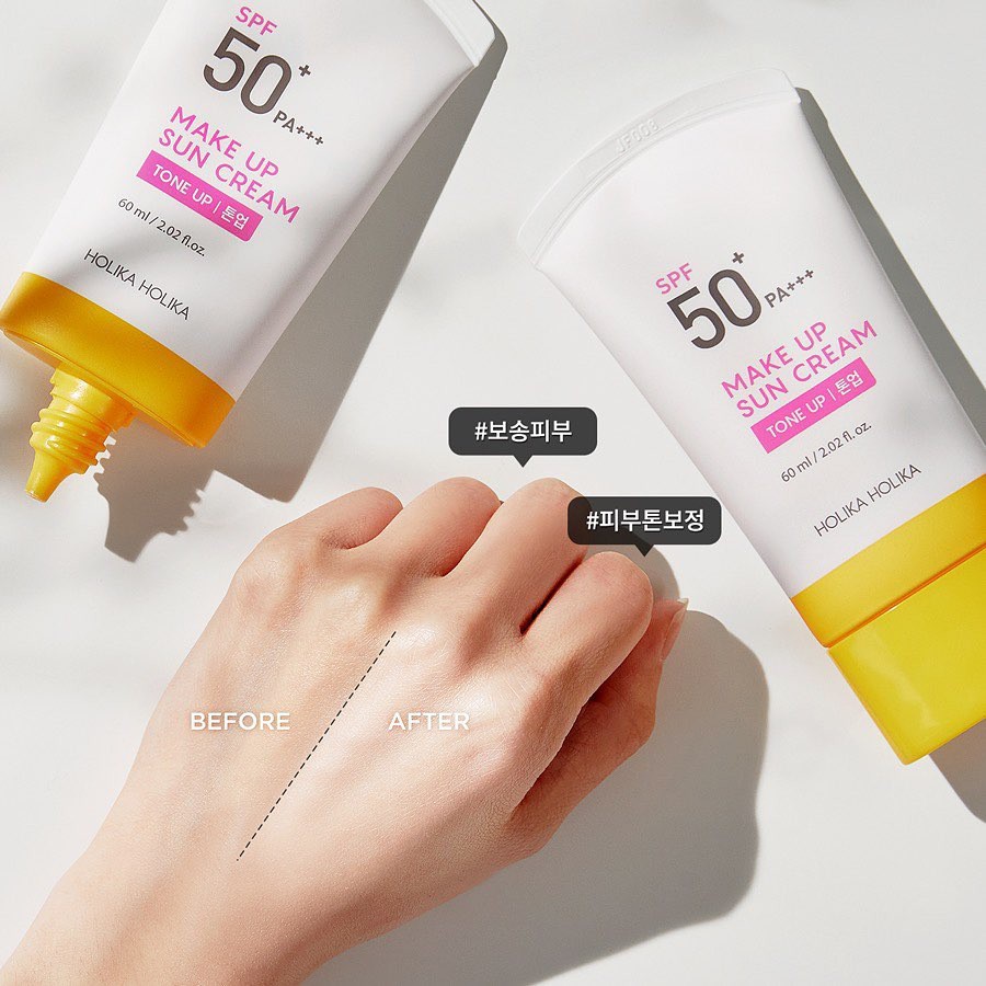 Kem chống nắng Hàn Quốc Holika Holika SPF50+ PA+++ dưỡng ẩm làm sáng bảo vệ da khỏi tia cực tím 24h 60ml