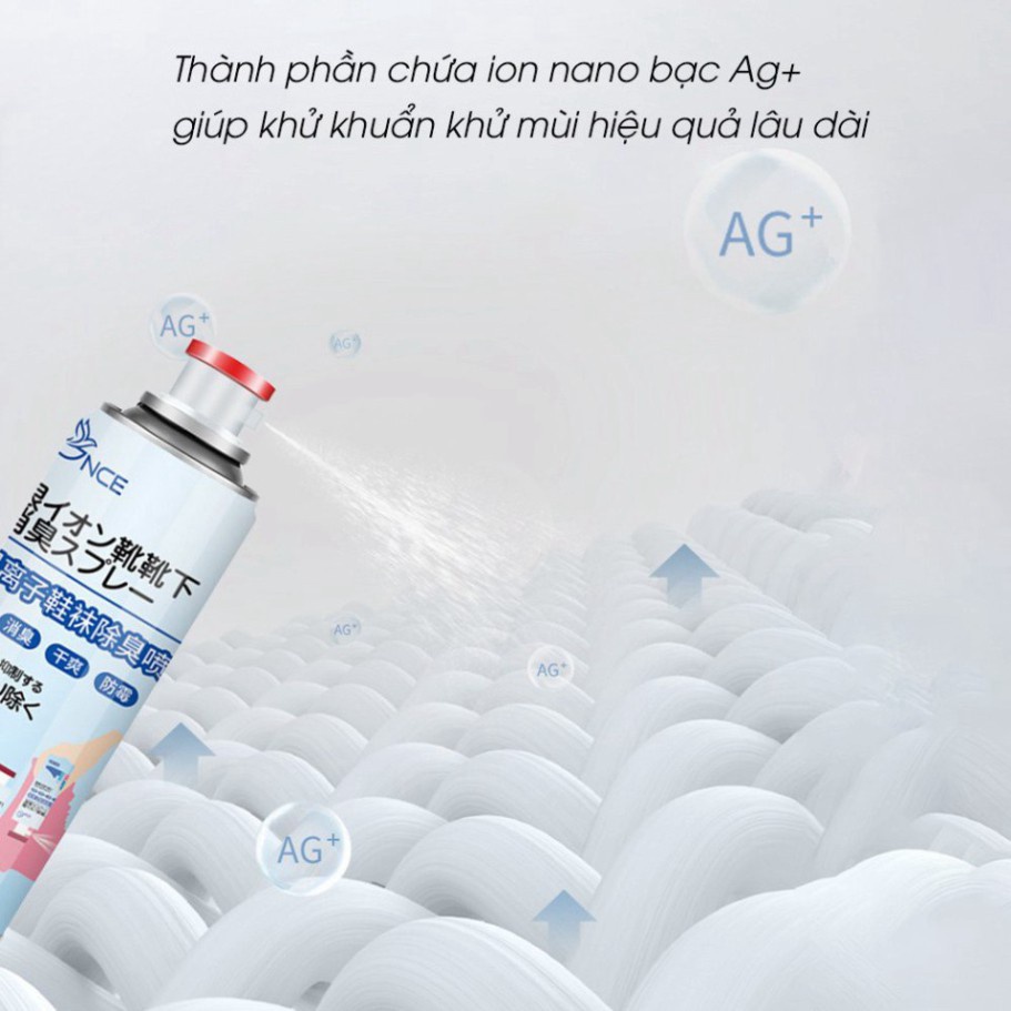 Bình xịt khử mùi,diệt khuẩn giày Nano bạc mùi dịu nhẹ dung tích 260ml