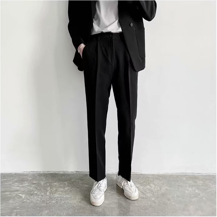 Quần âu nam vải lụa hàn co giãn, Quần baggy nam không nhăn không xù loại tây âu thời trang ống rộng slim r3tr7 fit