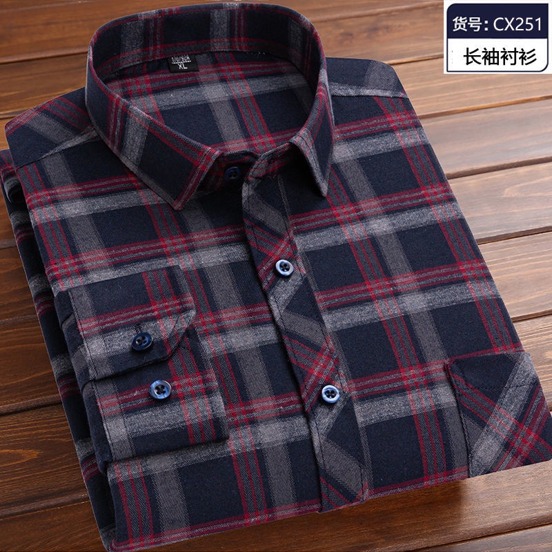 Plus Áo Sơ Mi cotton Tay Dài Thời Trang Xuân Thu Dành Cho Nam 1 inch