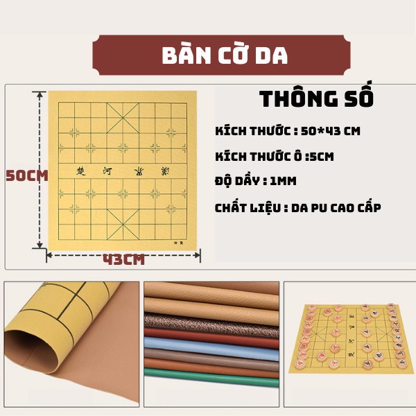 Bàn cờ tướng bằng da siêu mịn đẹp chống nước chống cháy không nếp gấp khi gấp