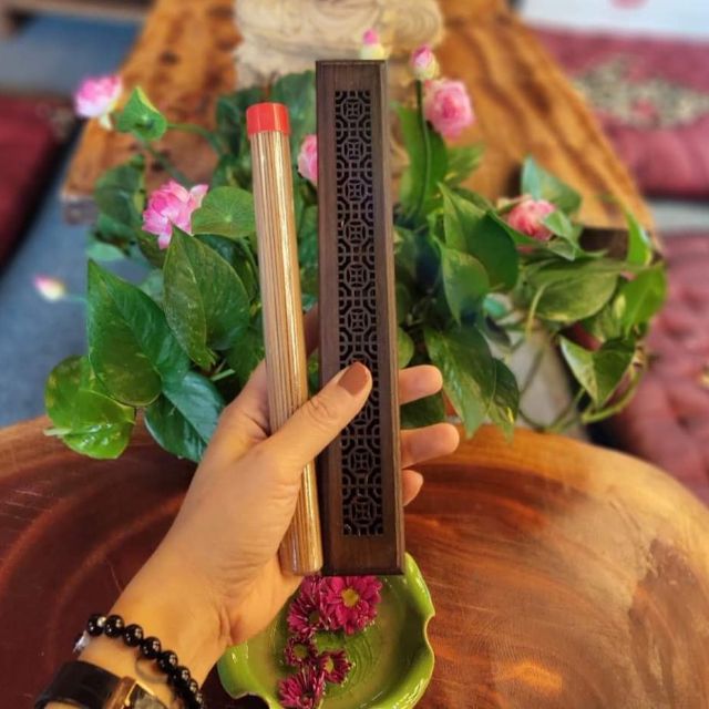 Combo hộp đốt trầm hương que và hộp đốt gỗ