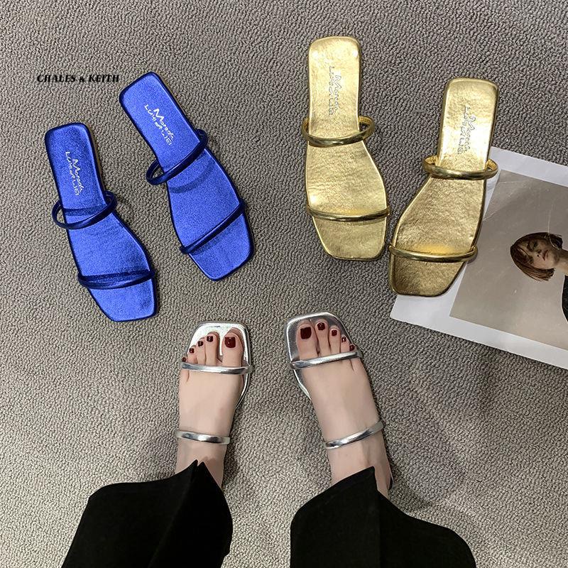 Dép Sandal Hở Ngón Mũi Vuông Đế Bằng Chống Trượt Thời Trang Mùa Hè Phong Cách Hàn Quốc Cho Nữ