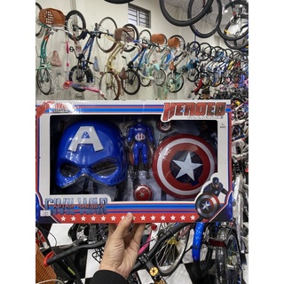 Bộ đồ chơi mặt nạ + khiên + siêu nhân captain america