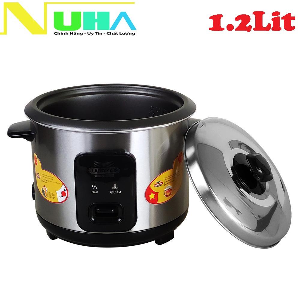 Nồi cơm điện 1.2L nắp rời Ladomax HA-7112 lòng nhôm chống dính, nấu cơm chín mềm cho 3 - 4 người ăn