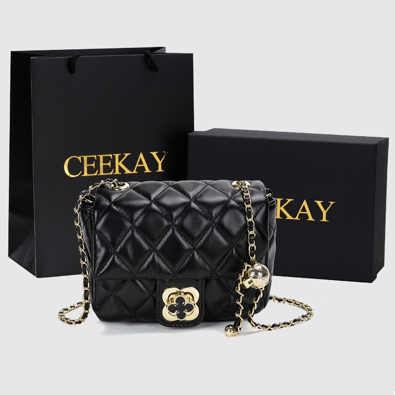 🌸Hàng Order🌸 Túi Xách Nữ CEEKAY Da Trơn Mềm Khoá Gài Đính Hoa Quai Da Phối Xích Sang Chảnh Nữ Tính 🌸Hàng Quảng Châu