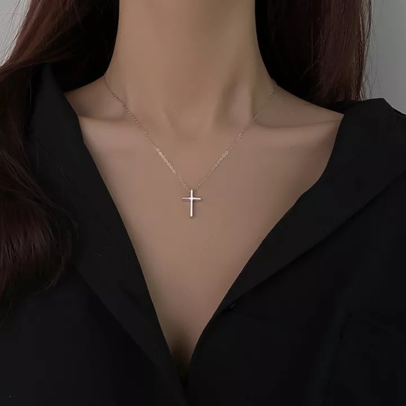 Vòng cổ Bạc Mặt Thánh Giá Đơn Giản Cho Nữ / Nữ