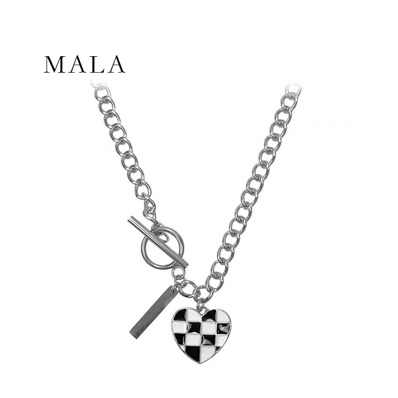 Vòng cổ Mayebe Lavend họa tiết kẻ ô vuông trắng đen phong cách Hàn Quốc