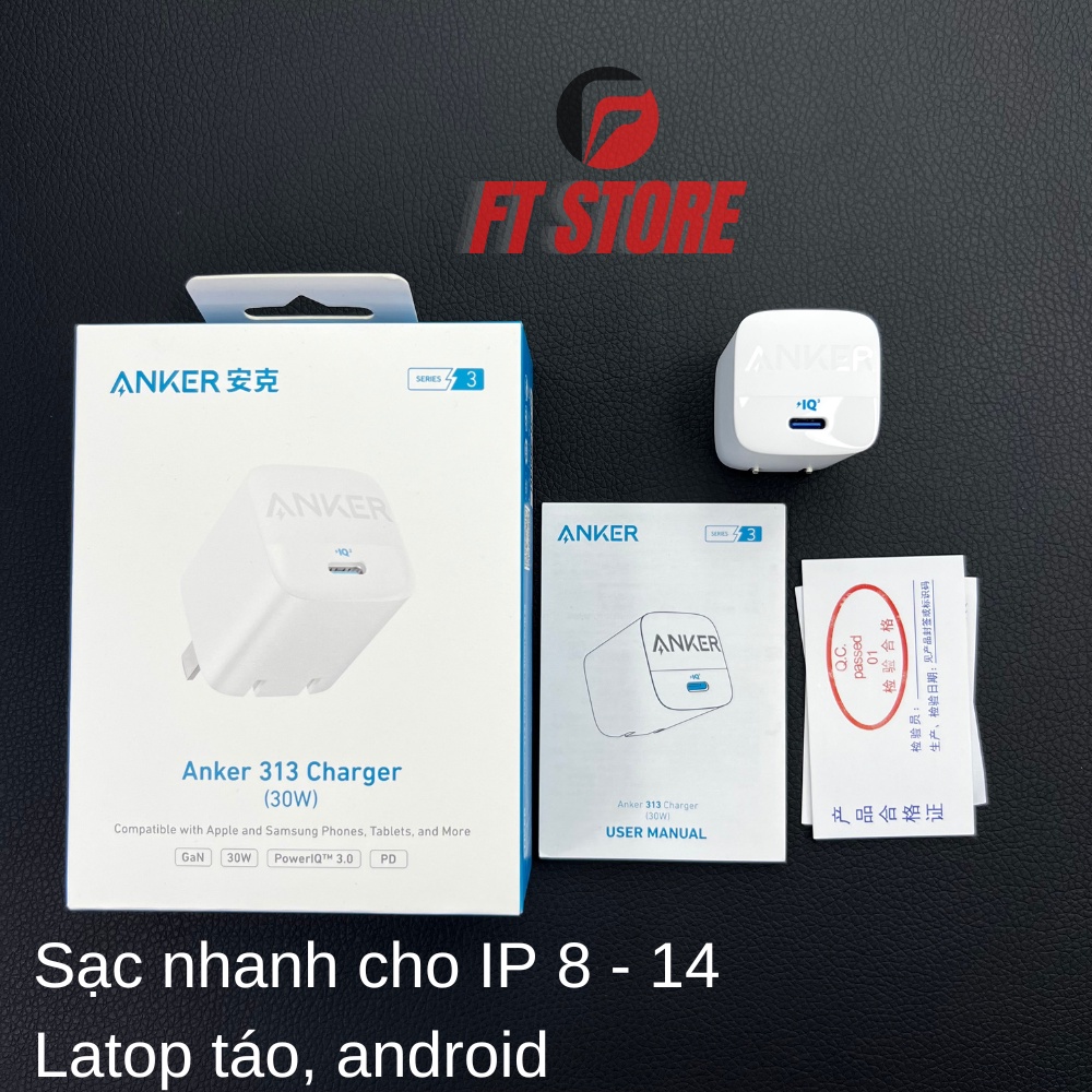 Củ sạc nhanh Anker 313 GaN II 30W PIQ 3.0/PD/PPS  - A2639 Hàng Chính Hãng