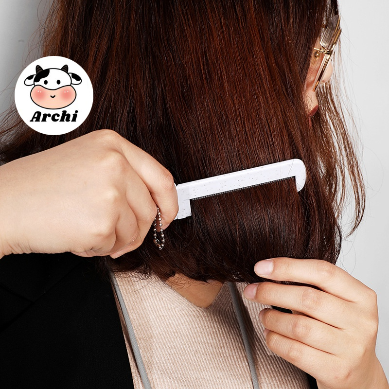 Gương gấp cầm tay kèm lược kim loại