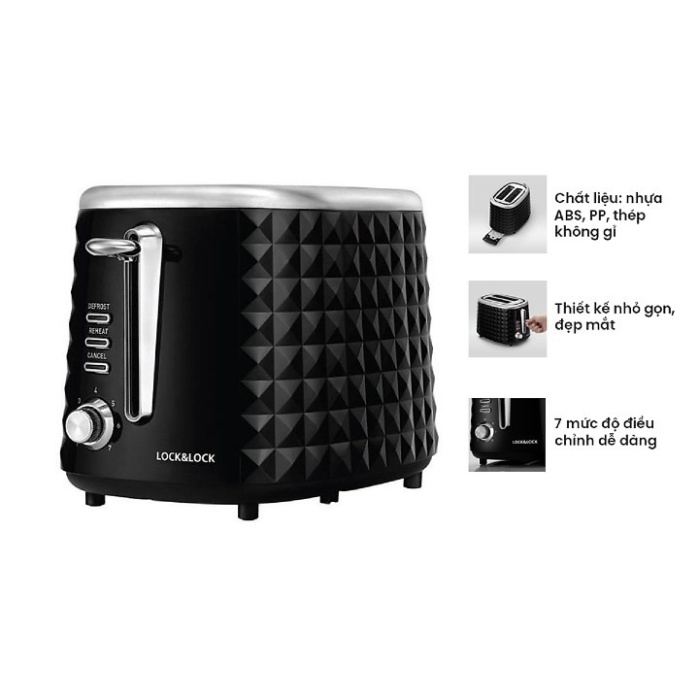 Máy Nướng Bánh Mì Lock&amp;Lock EJB222BLK 850W chính hãng