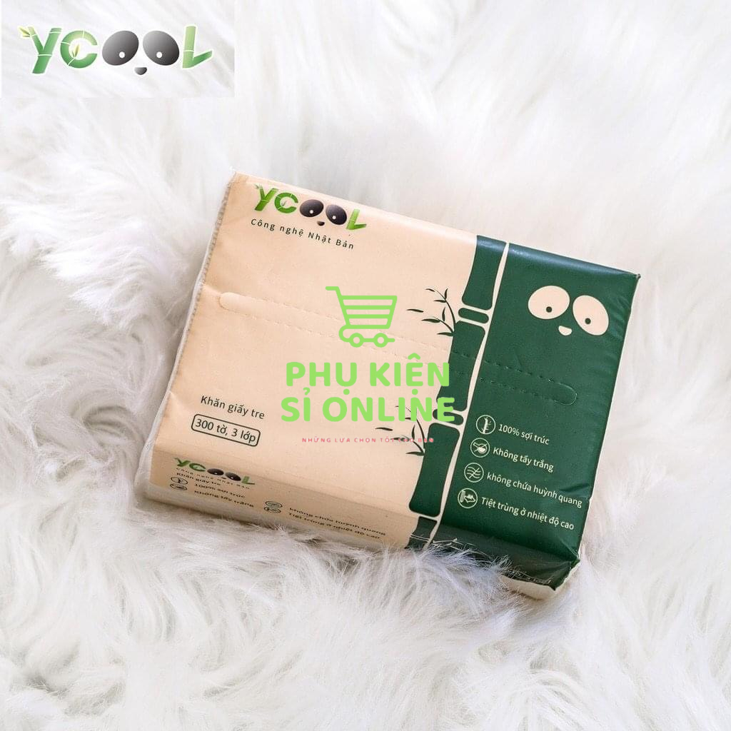Thùng 30 gói/300 tờ giấy ăn, khăn giấy Gấu Trúc YCOOL không chất tẩy trắng, mềm mịn 4 lớp Store4girls