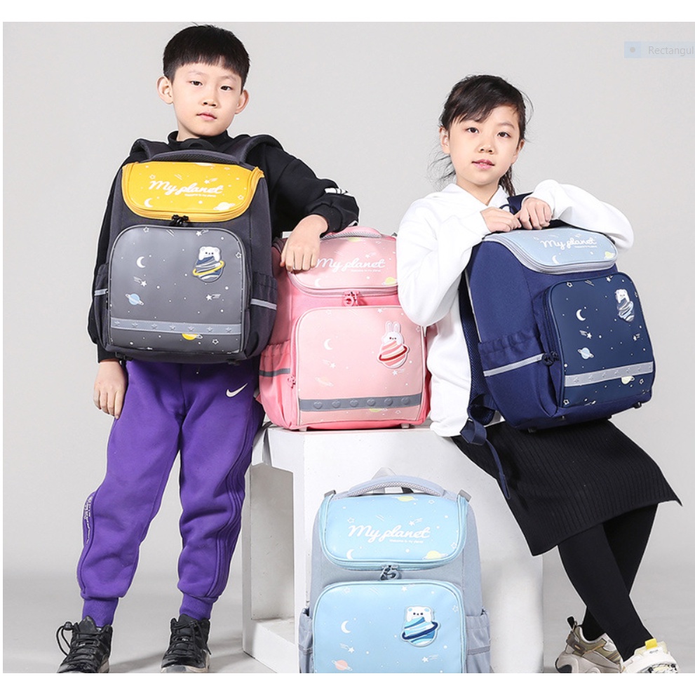 Ba lô học sinh cấp 1&amp;2 siêu nhẹ chống gù chống nước cao cấp phong cách châu âu