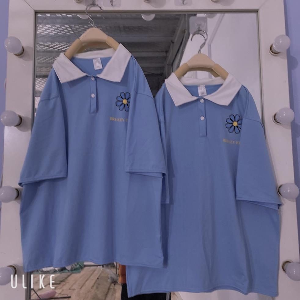 Áo thun POLO nữ tay lỡ có cổ phông form rộng freesize unisex mặc đi học, cặp, nhóm, lớp in hình DỄ THƯƠNG PL 01 ་