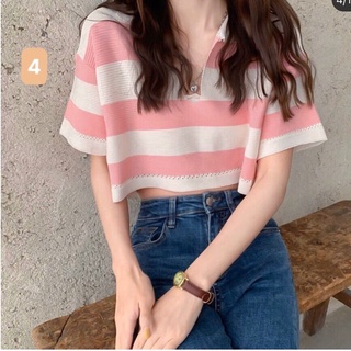 Áo crop len sọc (kèm video quay tại shop) #64545