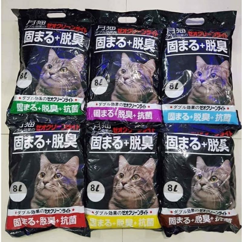 Cát nhật đen cho mèo bao 8L chính hãng MoonCat - Cát khử mùi bao 8L (4kg)