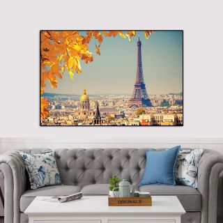Tranh Canvas thành phố Paris ( 60 x 90 ) khung viền đen SR183