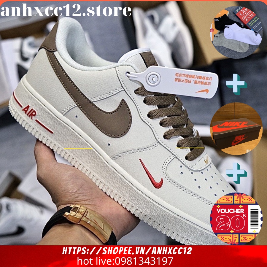 Giày sneaker af1_nike vệt nâu,Giày air foce 1 móc nâu kiểu dáng trẻ trung dễ phối đồ full box bill