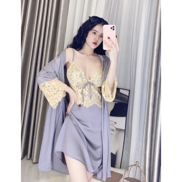 Đầm Ngủ Nữ 2 dây Sexy lụa satin - latin Siêu Mát ĐN103