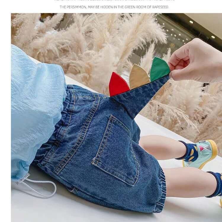 Quần Short Jean Có Đuôi Khủng Long Dễ Thương Cho Bé Trai