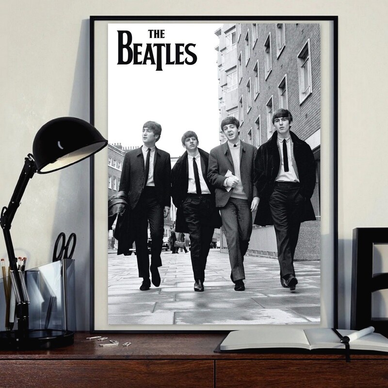 Poster rock band The Beatles 01  cỡ A3 chất dày đẹp áp phích dán tường lồng khung trang trí nhà cửa quán cafe rock shop