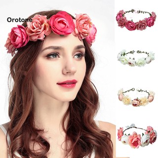 Vòng hoa cài tóc dạng vòng hoa lụa cho cô dâu