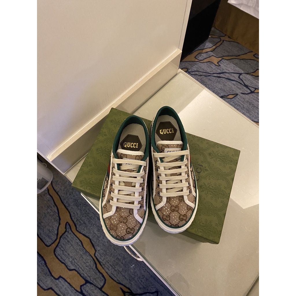 Giày sneaker nam/nữ thời trang cao cấp GUCCI GG GC kiểu dáng trẻ trung với họa tiết ấn tượng