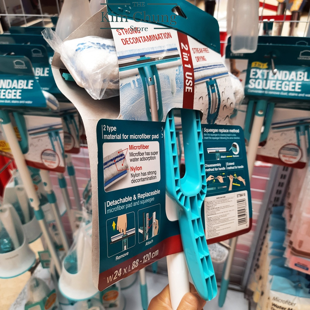 Cây Lau Kính Lock&Lock Extendable Squeegee ETM418 Cán Dài Điều Chính Tới 1.2m - Hàng chính hãng