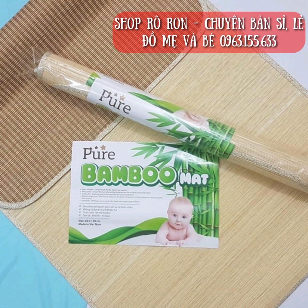 [Chính hãng] Chiếu tre BAMBOO trắng - Chiếu tre MANNY nan tăm cho bé - Shop Rô Ron