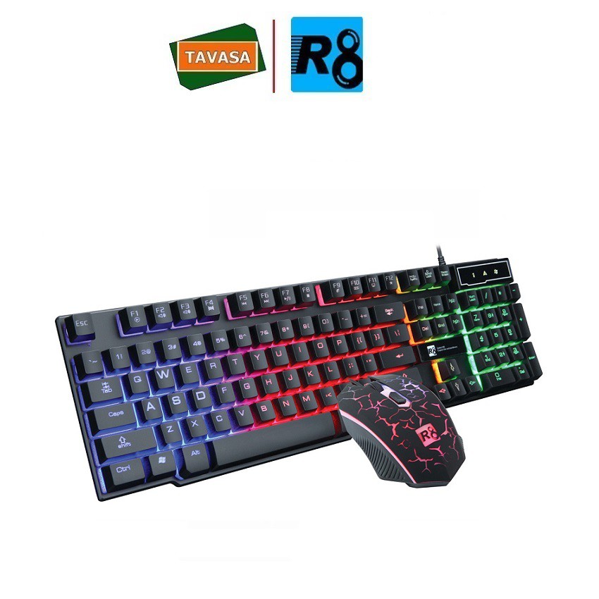 Bộ bàn phím giả cơ và chuột game R8 1910 Led 7 màu