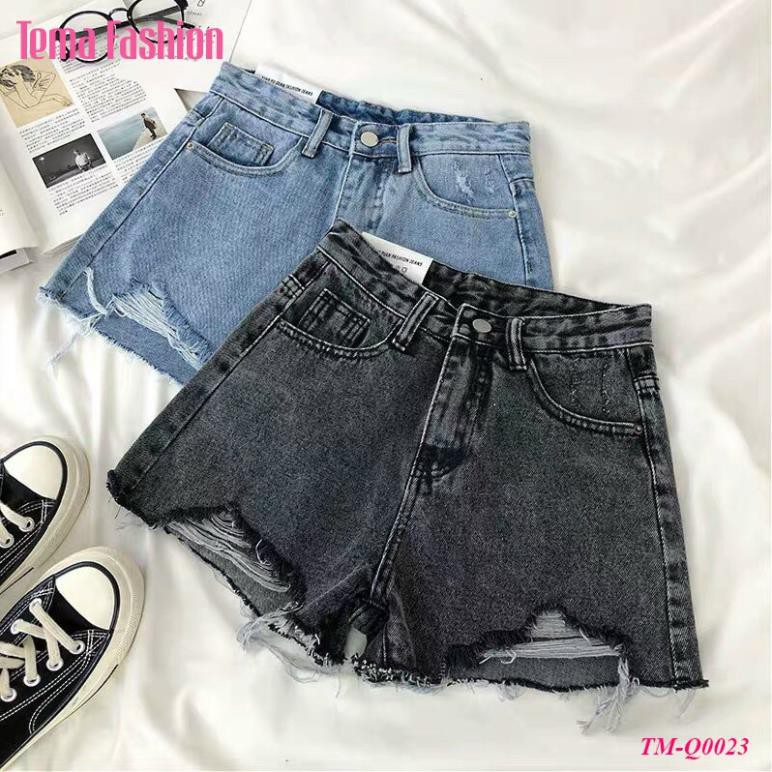 Quần short jean nữ TEMA - Quần đùi bò dày dặn rách gấu siêu cá tính | BigBuy360 - bigbuy360.vn