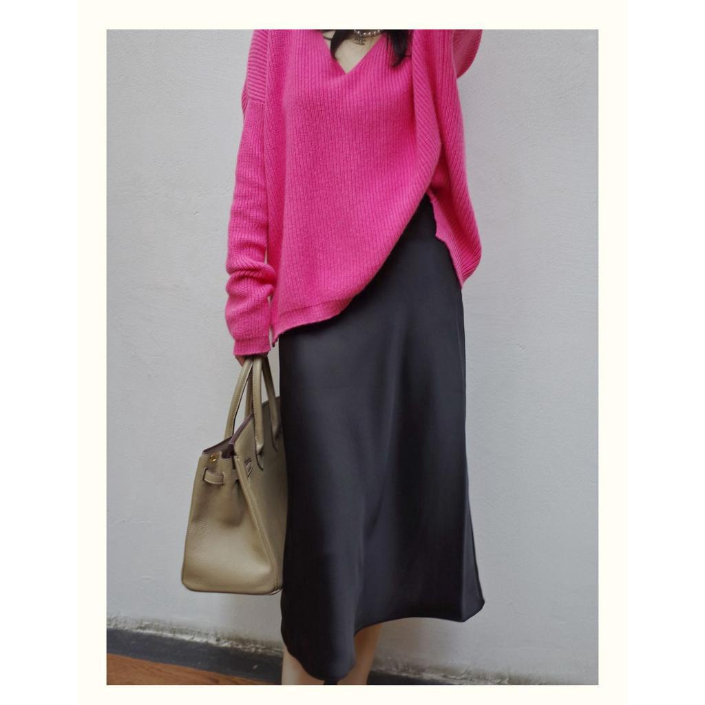 Chân Váy Satin Trơn Lưng Cao Dáng Chữ A Thời Trang Sành Điệu 61494